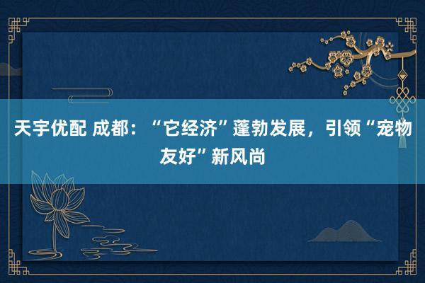 天宇优配 成都：“它经济”蓬勃发展，引领“宠物友好”新风尚