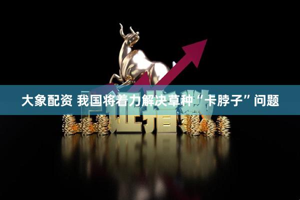 大象配资 我国将着力解决草种“卡脖子”问题